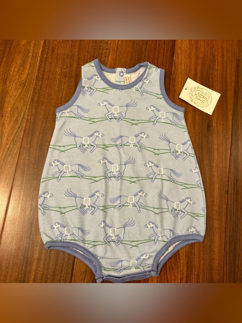 Beaufort Bonnet Company Home to the Horses Patton Play Bubble Romper NWT